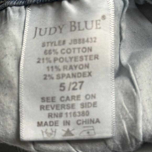 JUDY BLUE Jeans 5 / 27 Lace Patch Mid Rise Distressed Skinny Light Wash JB88432 - Picture 16 of 16